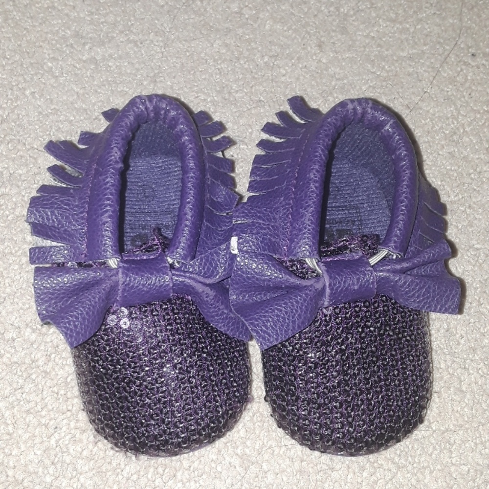 Purple sequin soft bottom moccasins